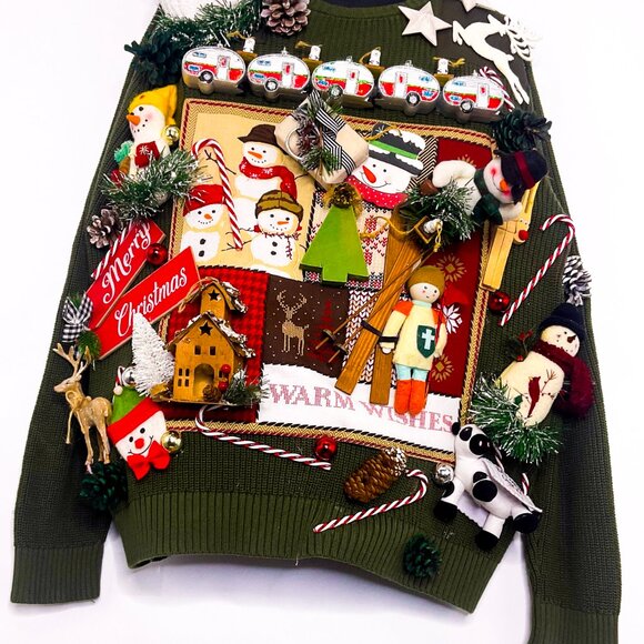 3D Mens Ugly Christmas Sweater: Handmade XXL Holiday Party Pullover - Picture 6 of 10